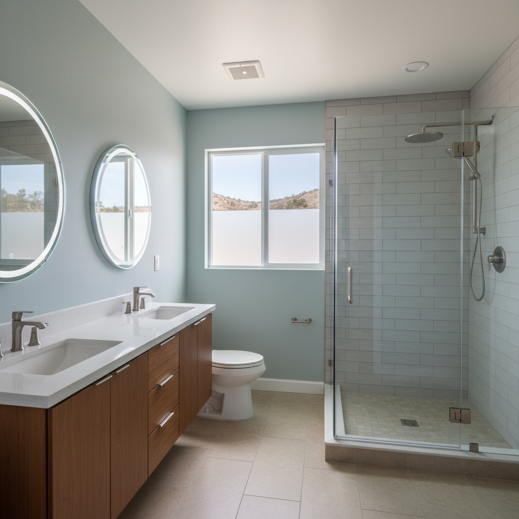 Completed bathroom modernization work at a residential property in Stevenson Ranch, CA