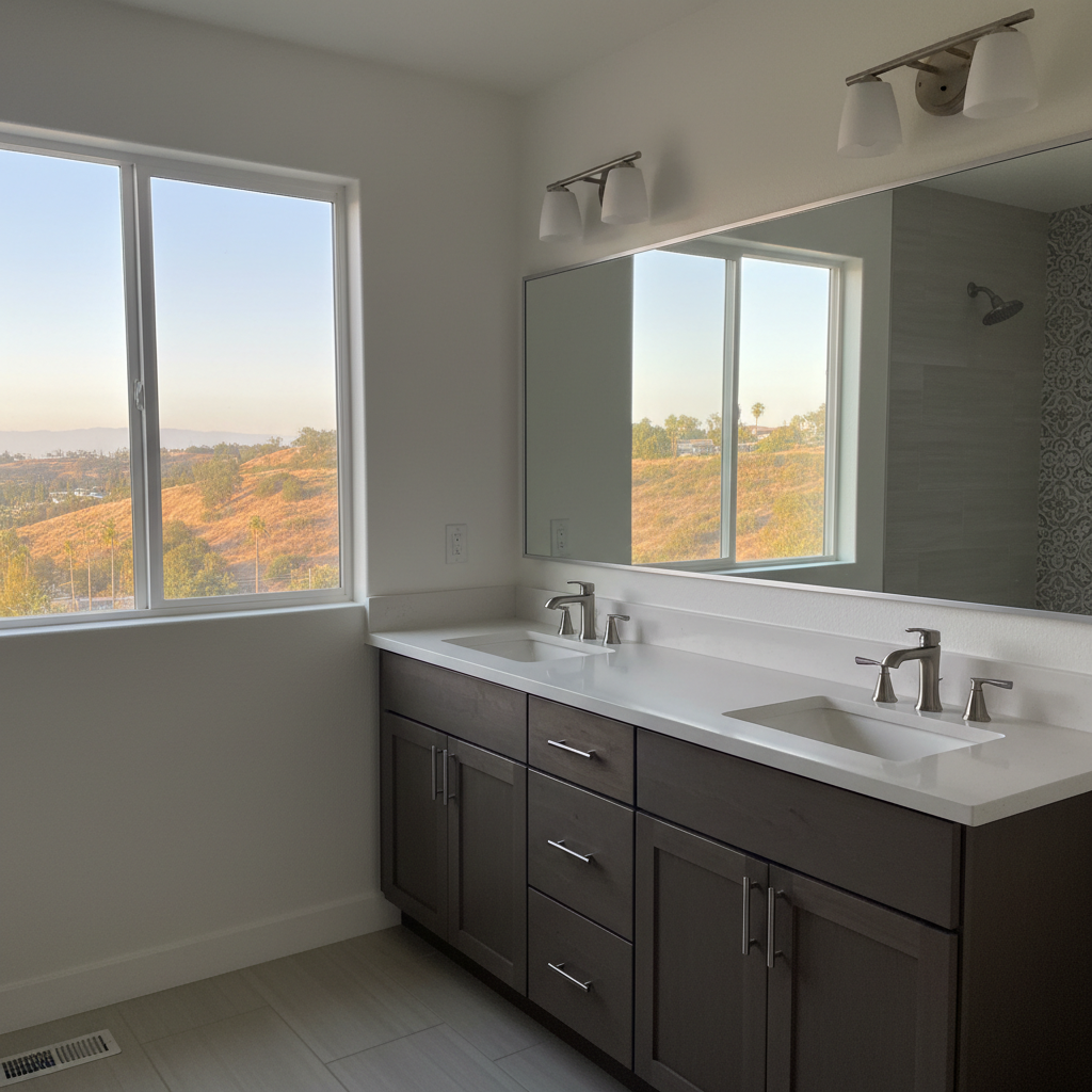 Completed vanity and sink installation work at a residential property in Baldwin Park, CA
