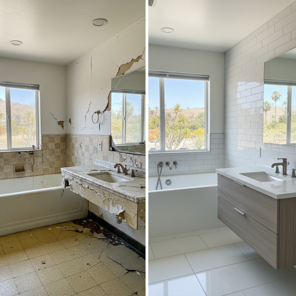 Completed tile and flooring installation work at a residential property in Bell, CA