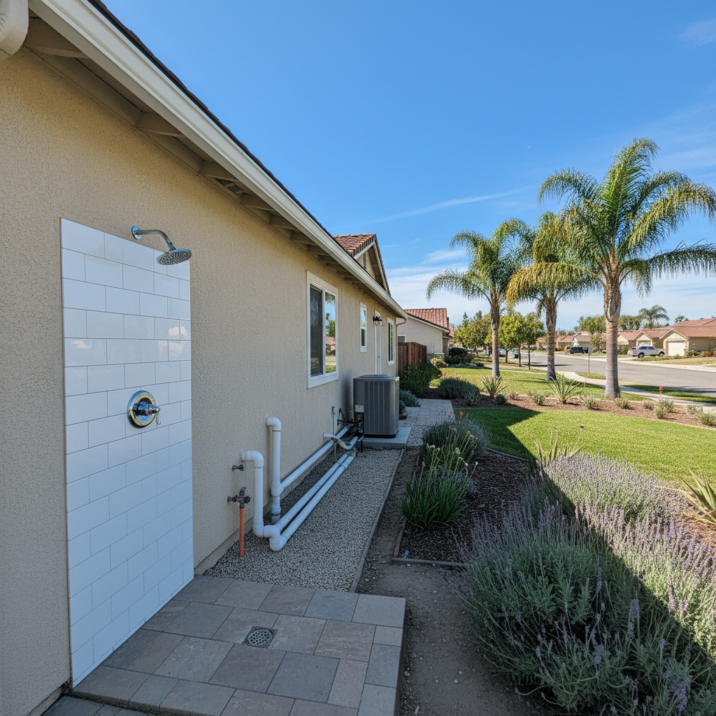 Completed plumbing work work at a residential property in Brea, CA