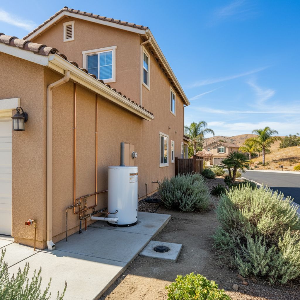 Completed plumbing work work at a residential property in Brea, CA