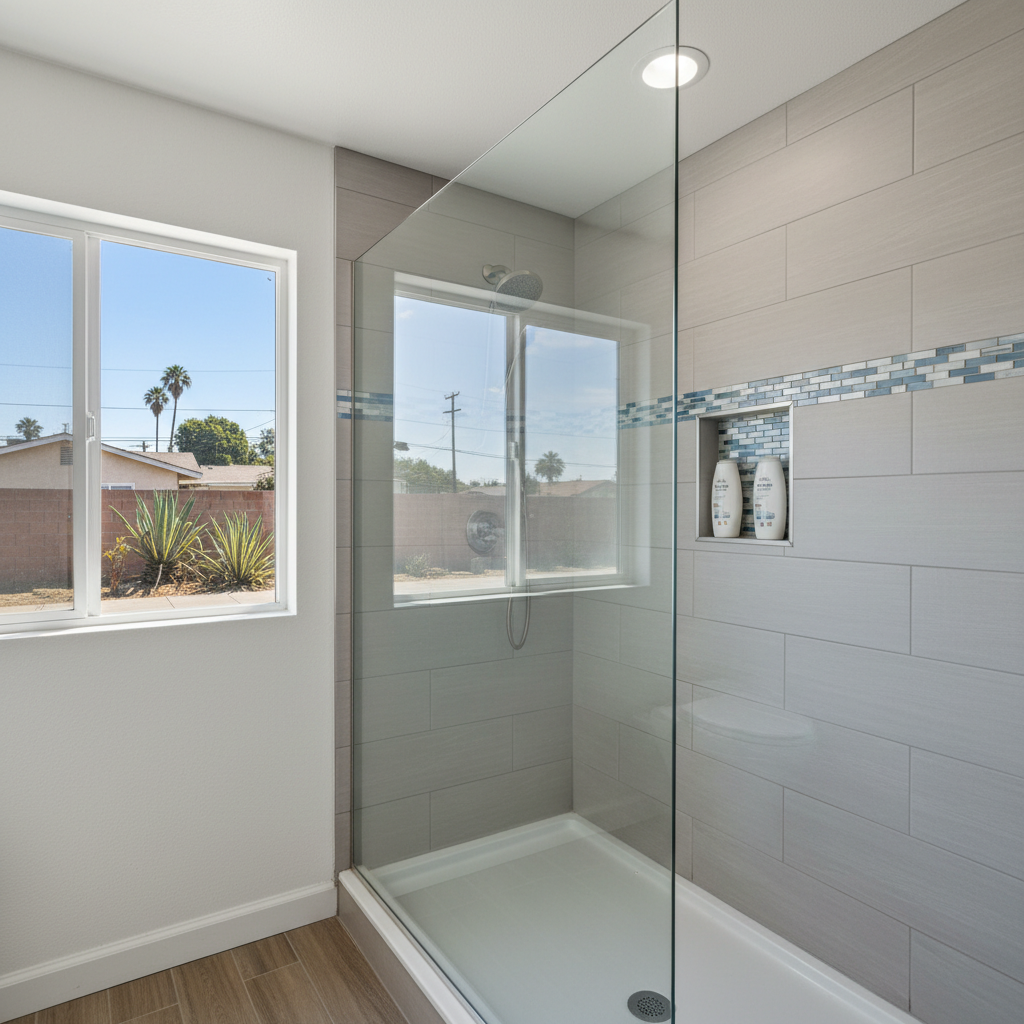 Completed shower replacement work at a residential property in Compton, CA