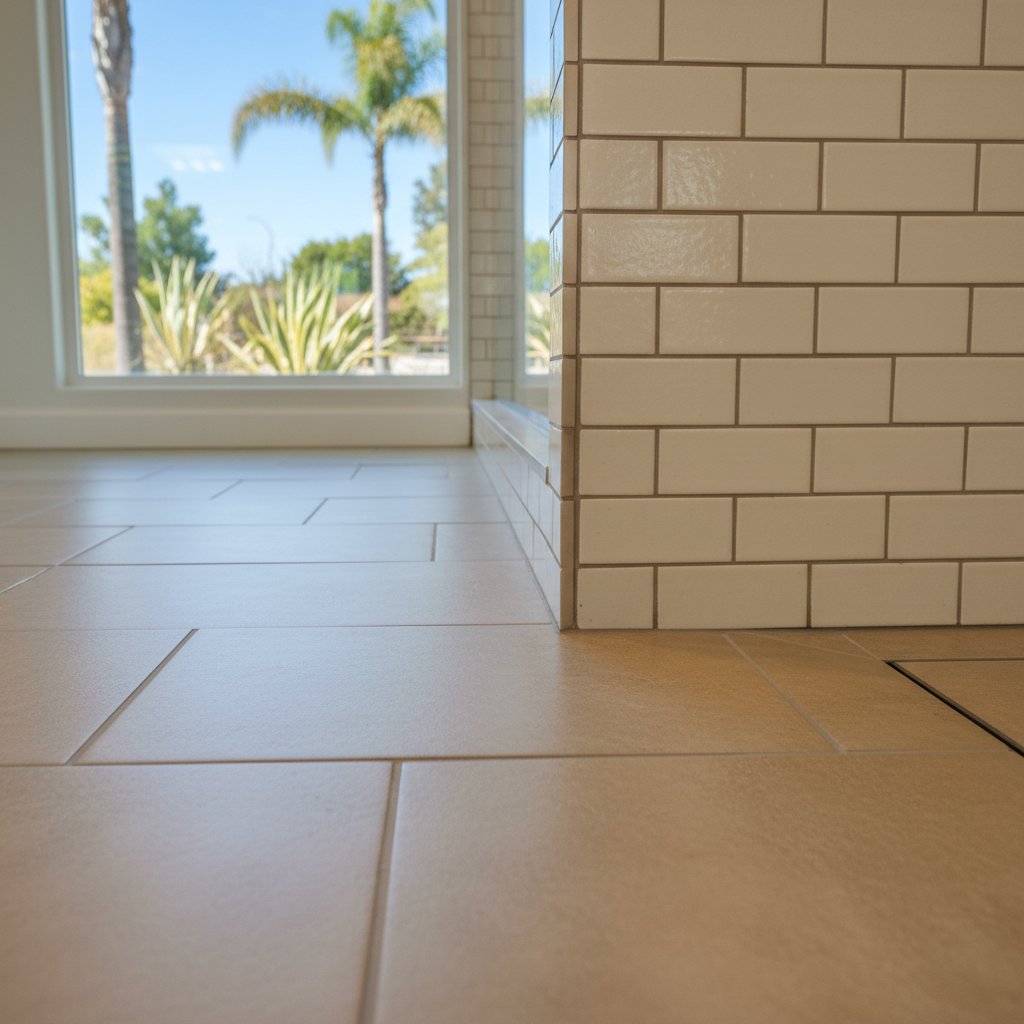 Completed tile and flooring installation work at a residential property in Fullerton, CA