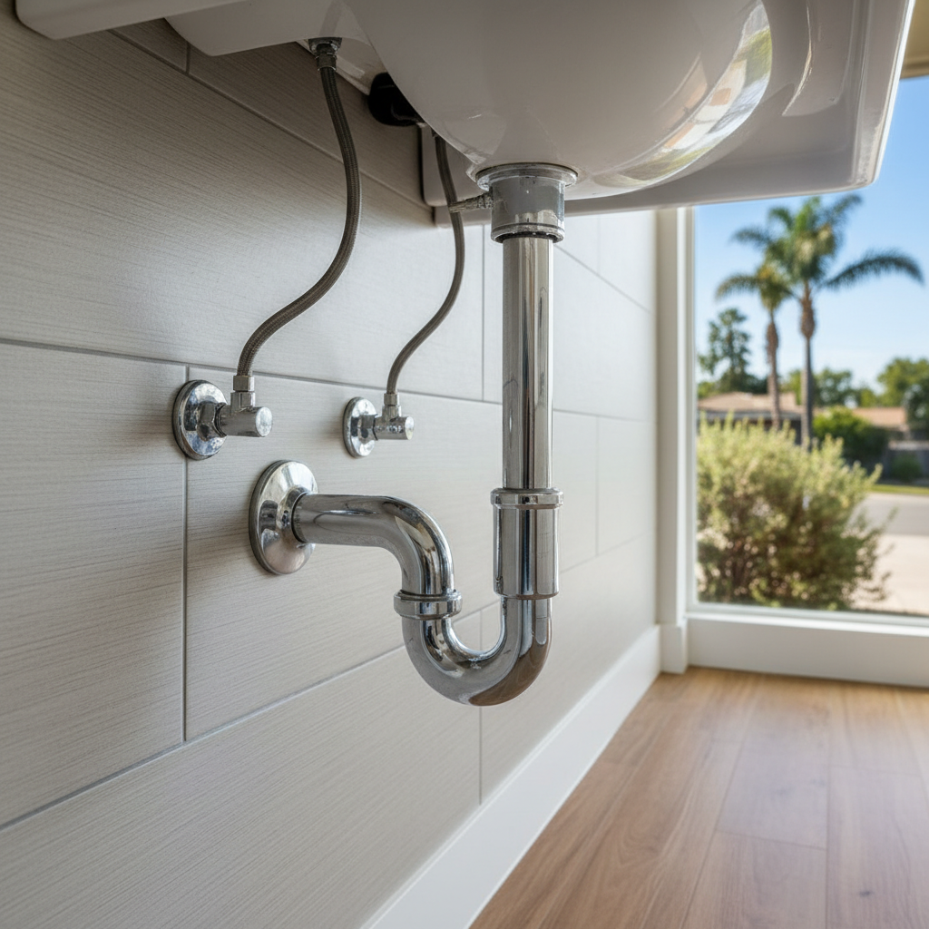 Completed plumbing work work at a residential property in Garden Grove, CA