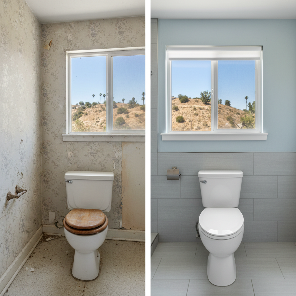 Completed toilet installation work at a residential property in Gardena, CA