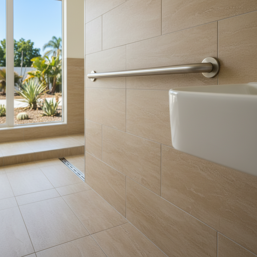 Completed handicap accessible bathrooms work at a residential property in Hawthorne, CA