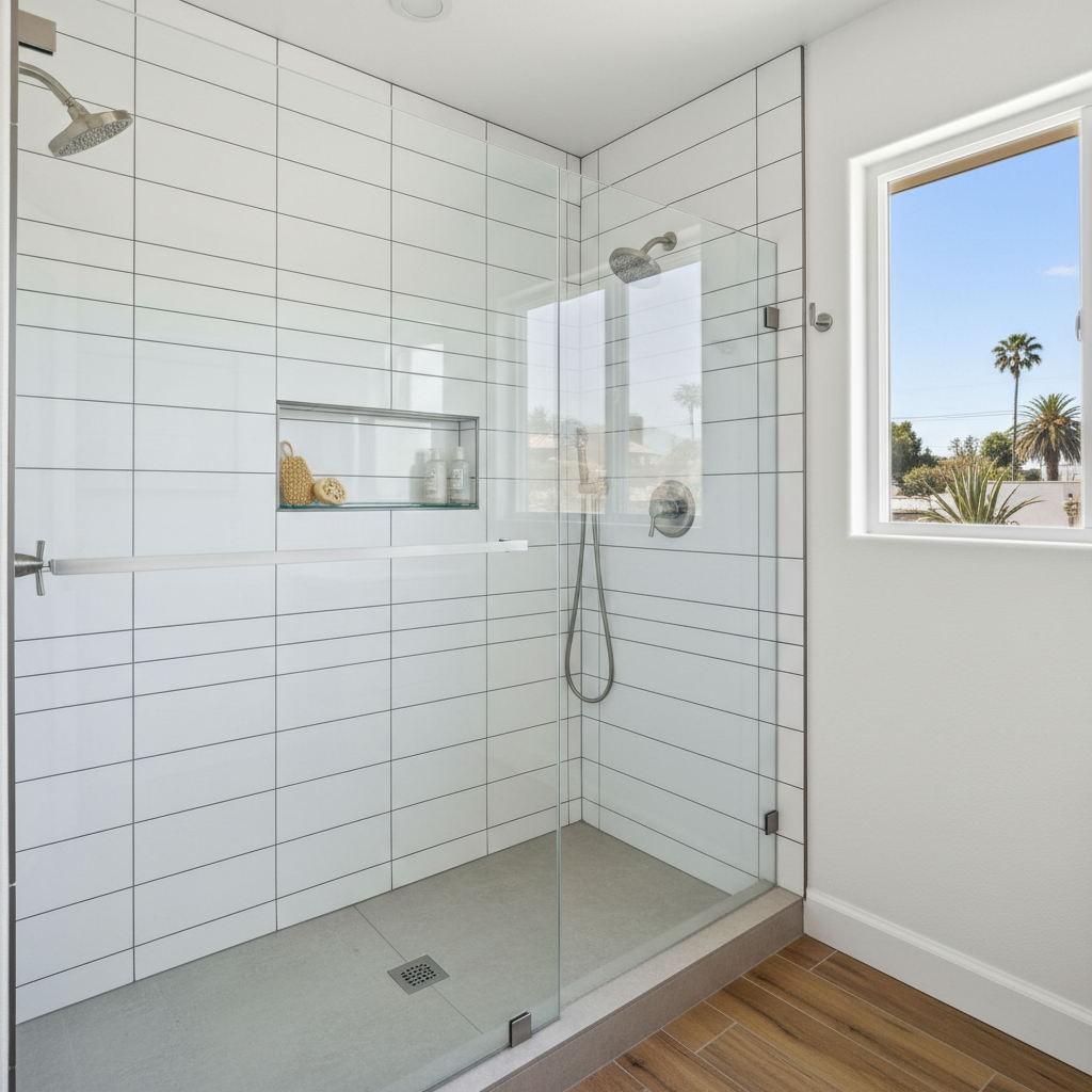 Completed shower replacement work at a residential property in Huntington Park, CA