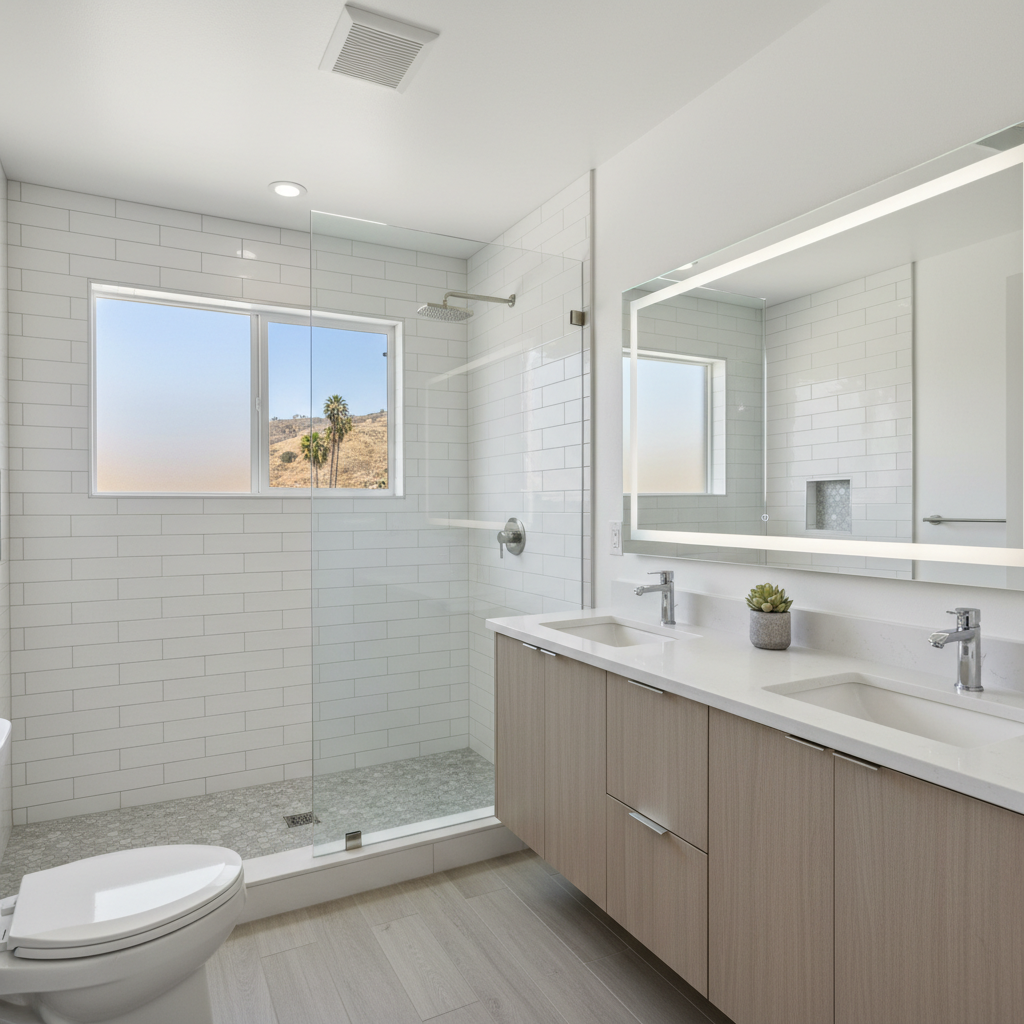 Completed bathroom modernization work at a residential property in Inglewood, CA