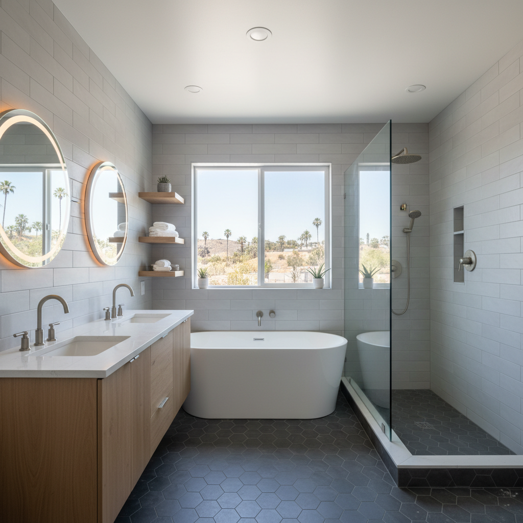 Completed bathroom modernization work at a residential property in Inglewood, CA