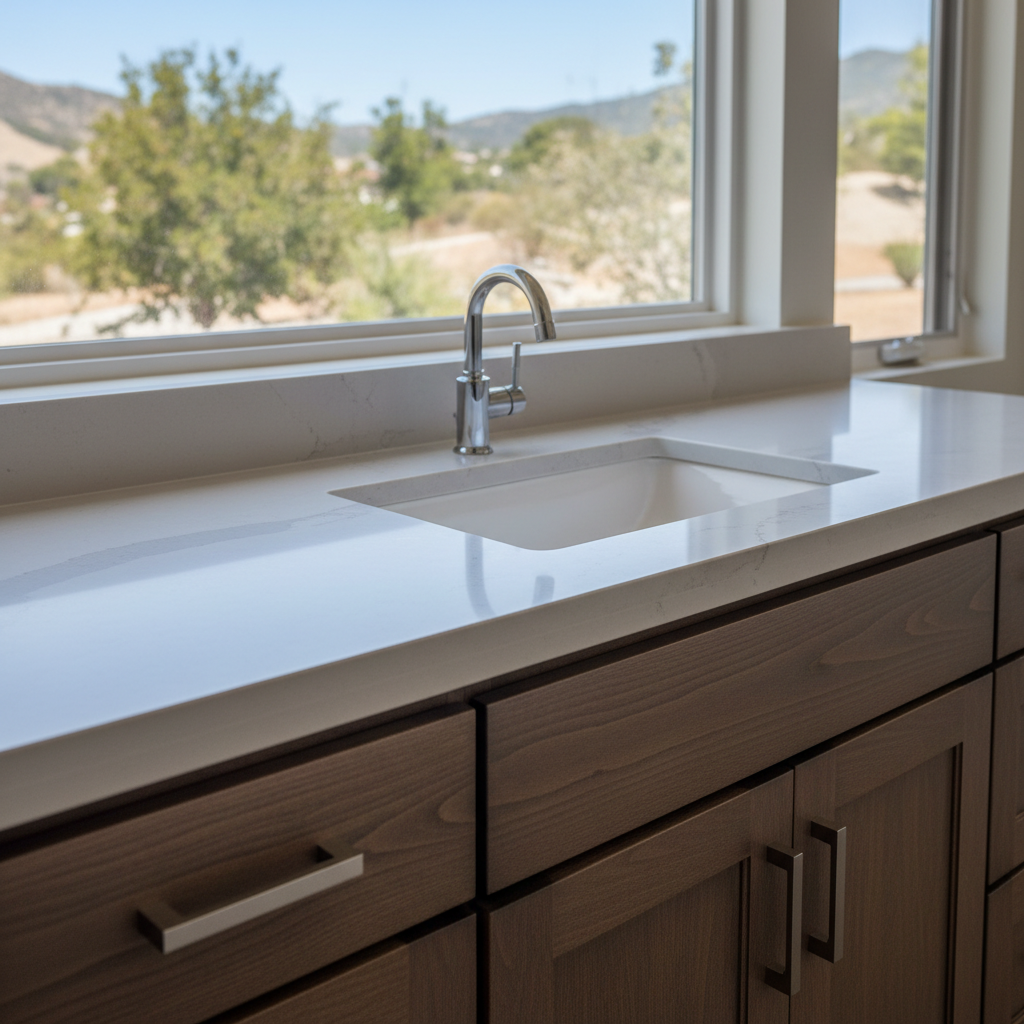 Completed vanity and sink installation work at a residential property in La Mirada, CA