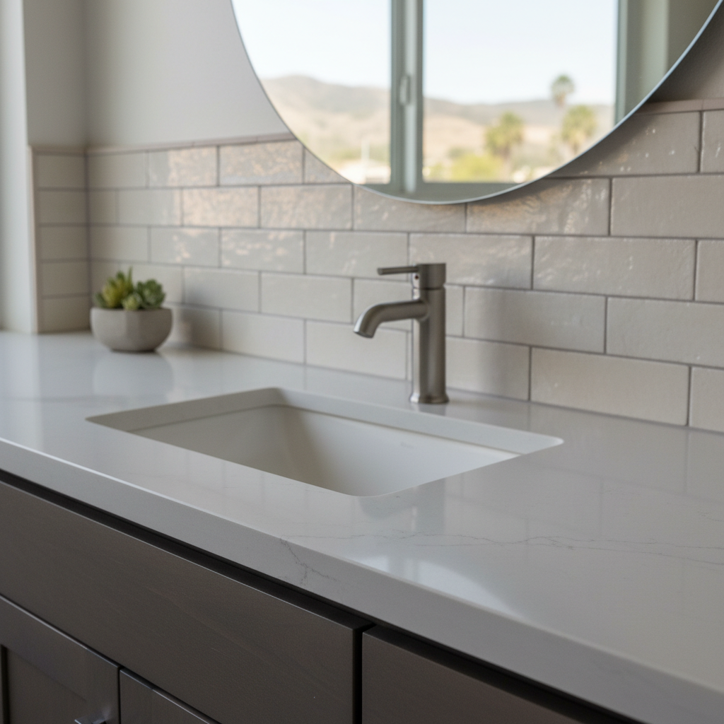 Completed vanity and sink installation work at a residential property in La Mirada, CA