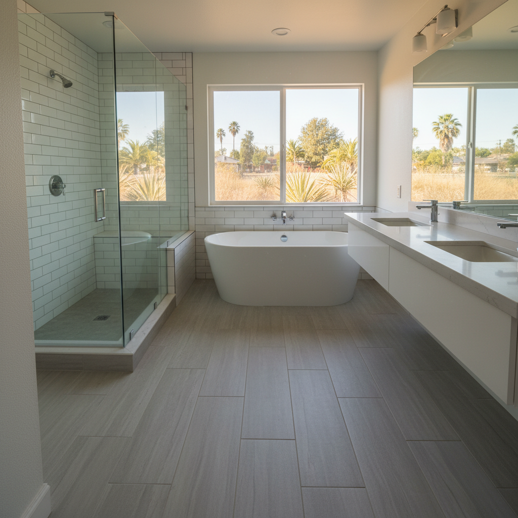 Completed tile and flooring installation work at a residential property in Lakewood, CA