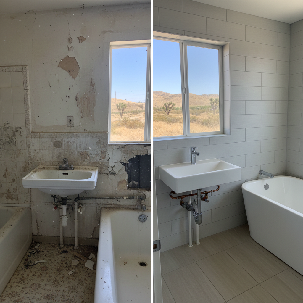 Completed plumbing work work at a residential property in Lancaster, CA
