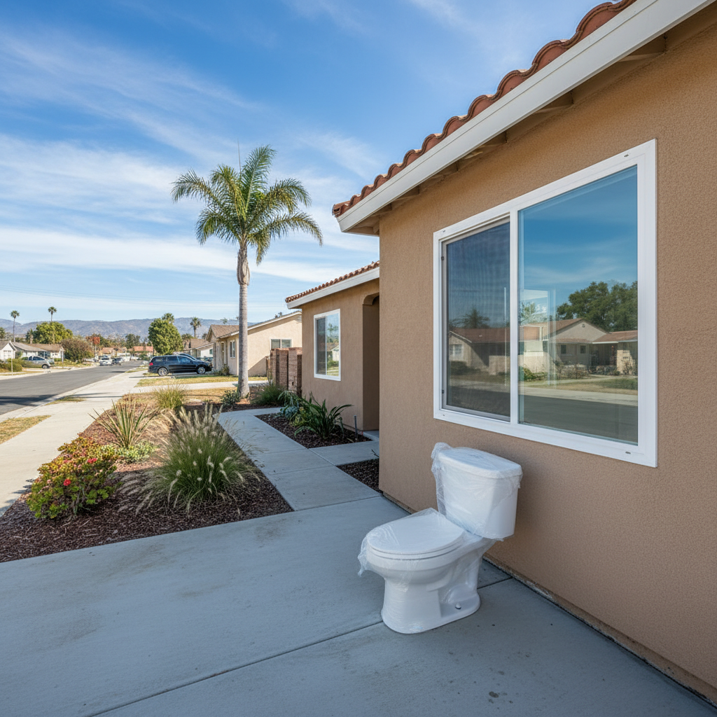 Completed toilet installation work at a residential property in Lawndale, CA