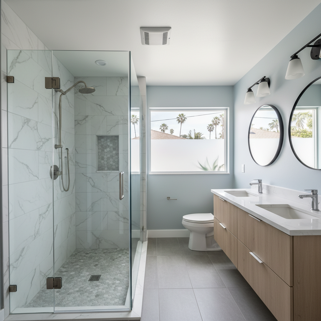 Completed bathroom remodel work at a residential property in Long Beach, CA