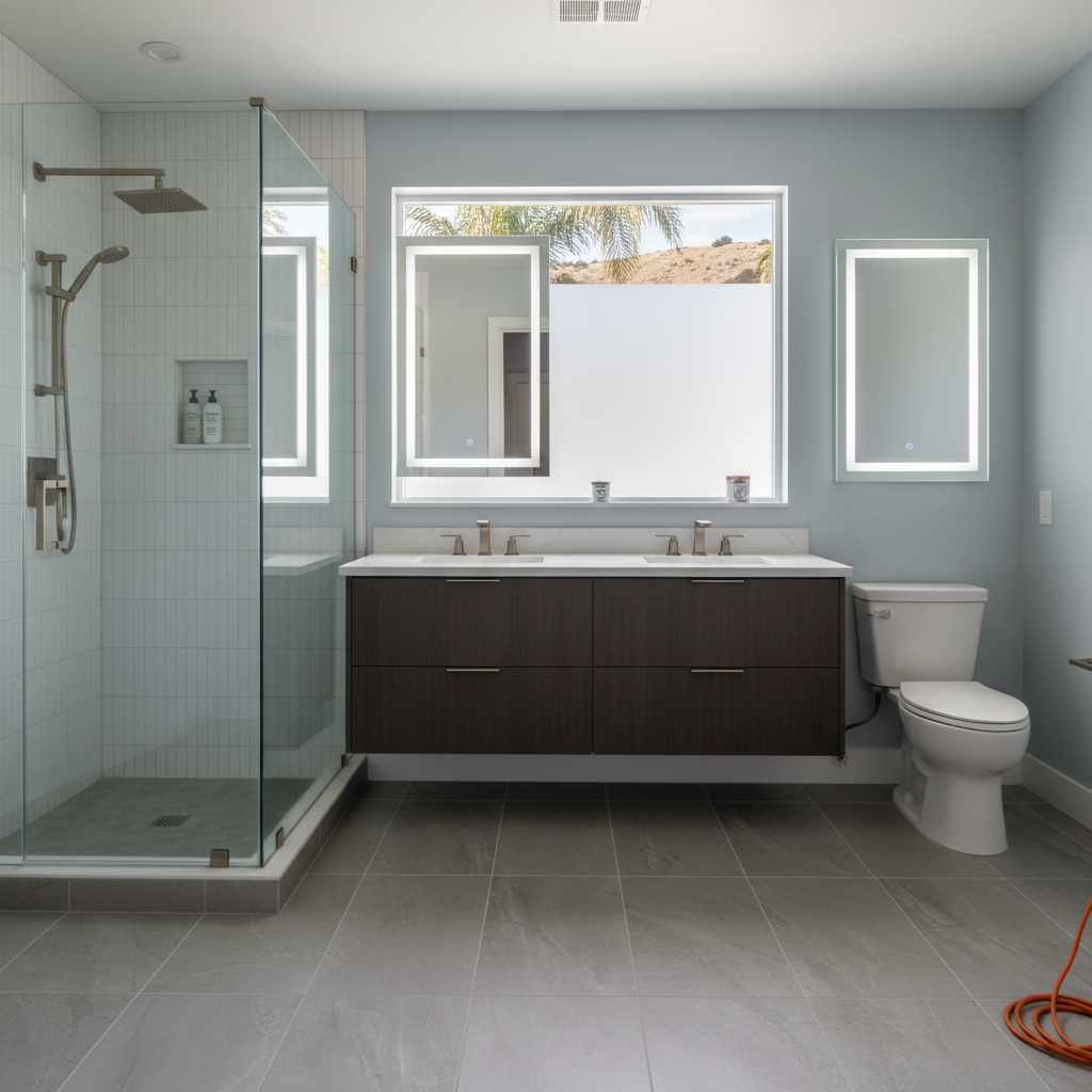 Completed bathroom remodel work at a residential property in Long Beach, CA