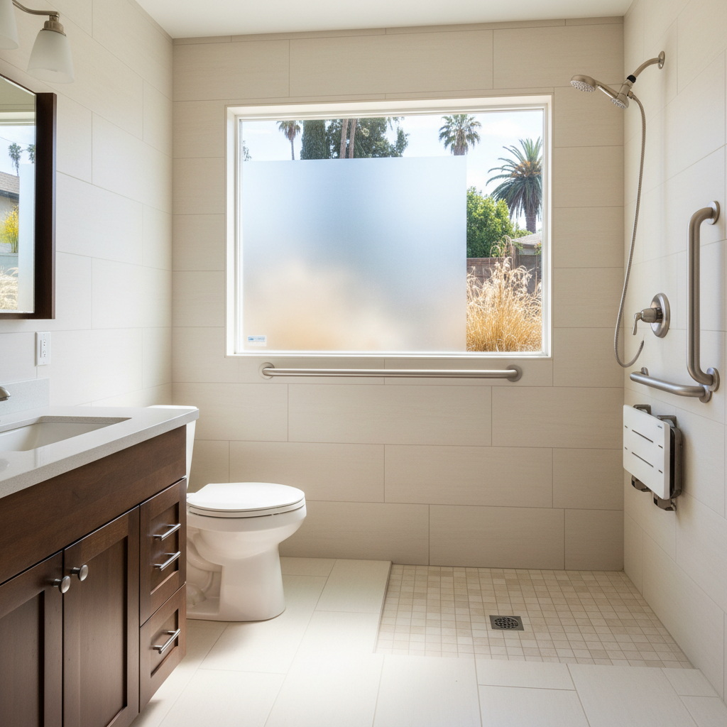 Completed handicap accessible bathrooms work at a residential property in Pasadena, CA