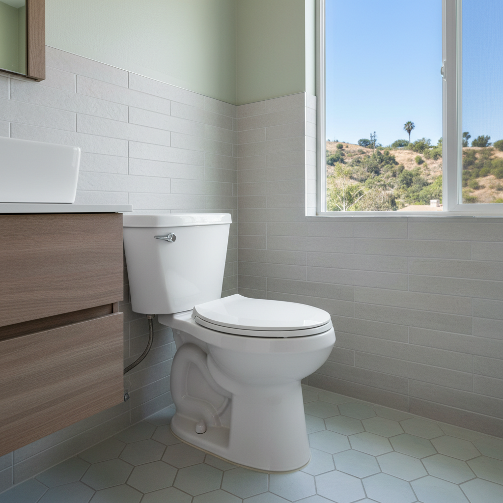Completed toilet installation work at a residential property in Whittier, CA