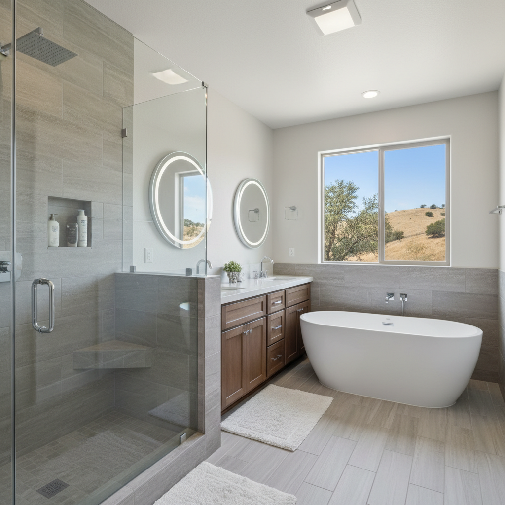 Completed bathroom remodel work at a residential property in Folsom, CA