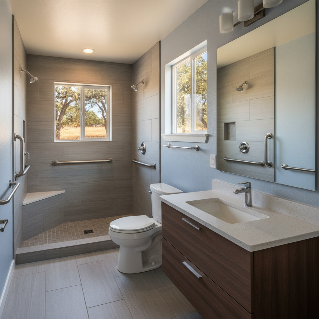 Completed handicap accessible bathrooms work at a residential property in Fair Oaks, CA