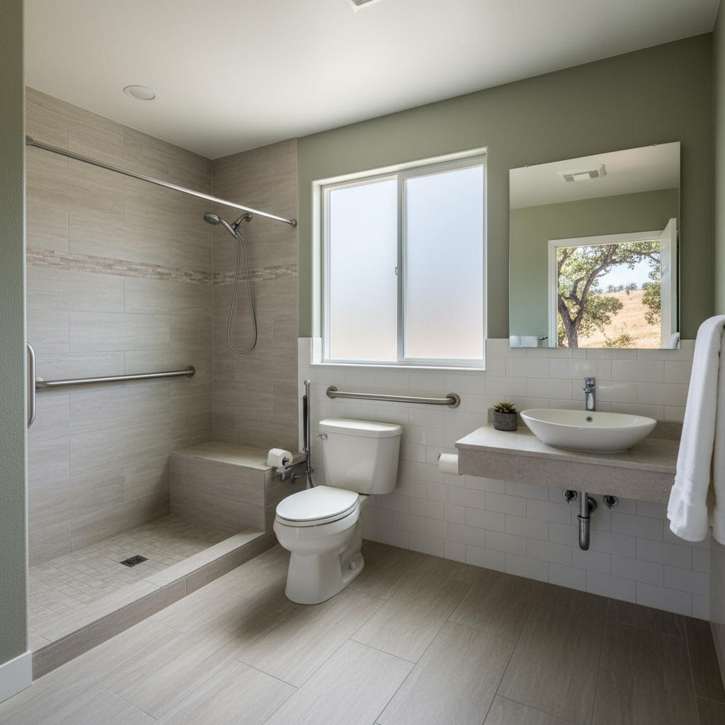 Completed handicap accessible bathrooms work at a residential property in Fair Oaks, CA