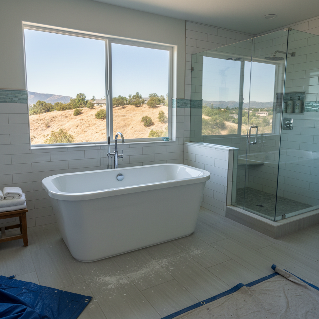 Completed bathtub replacement work at a residential property in West Hills, CA