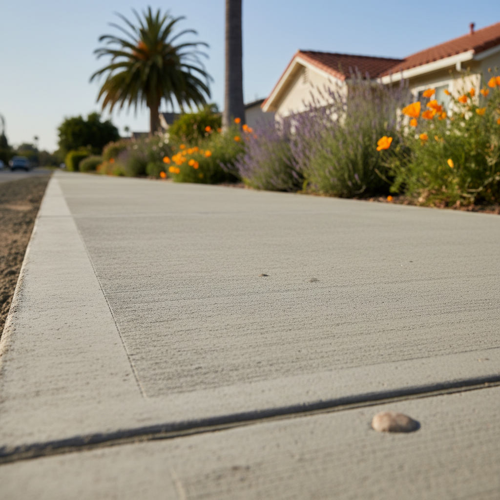 Completed concrete sidewalks work at a residential property in Ventura, CA