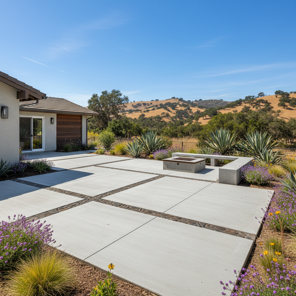Completed concrete patios work at a residential property in Ventura, CA