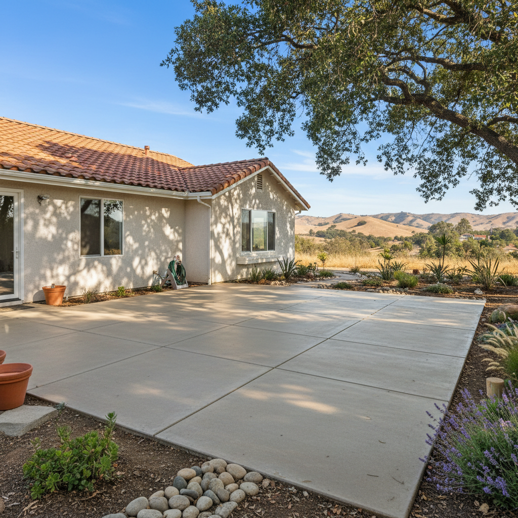 Completed concrete patios work at a residential property in Ventura, CA