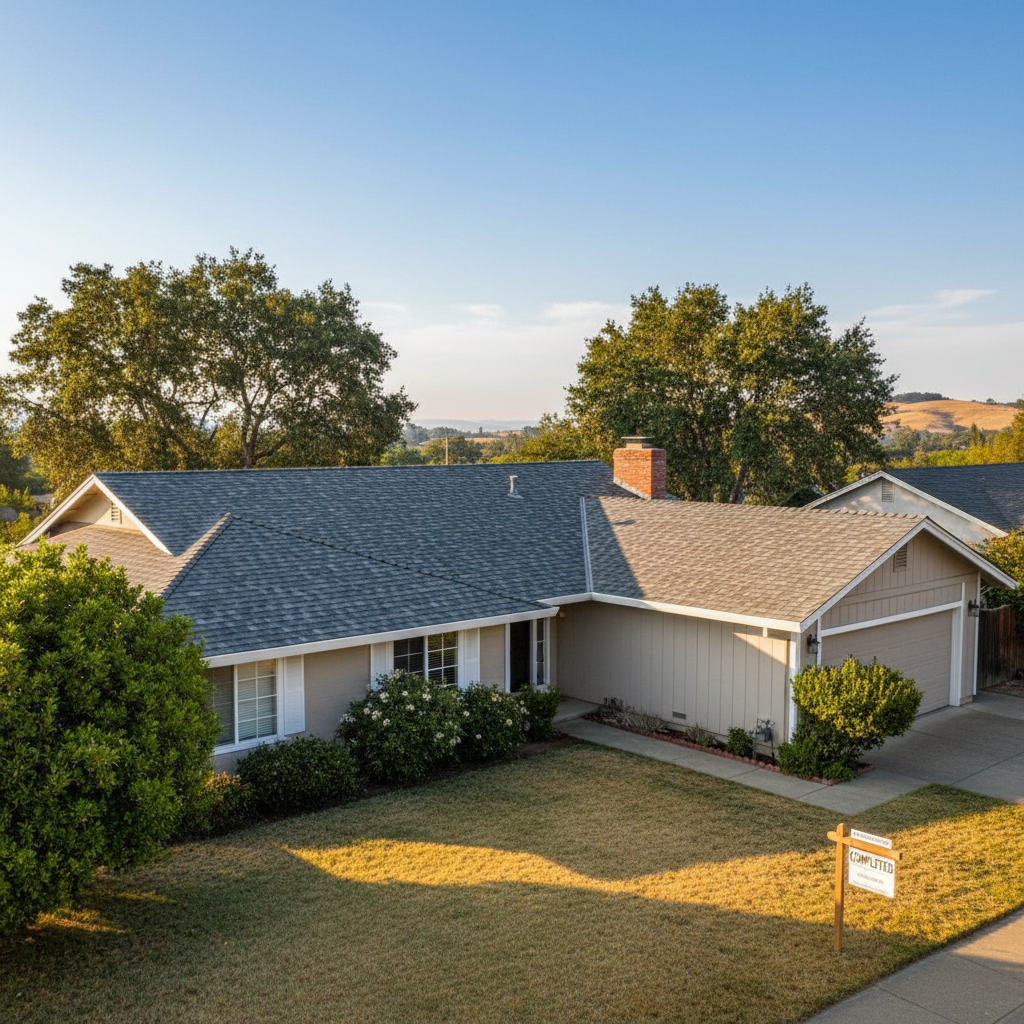 Completed storm damage repair work at a residential property in Folsom, CA