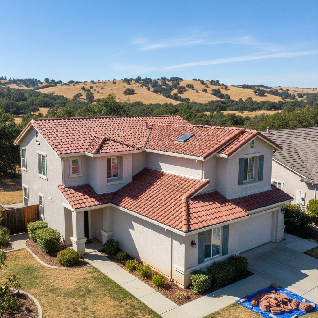 Completed storm damage repair work at a residential property in Folsom, CA
