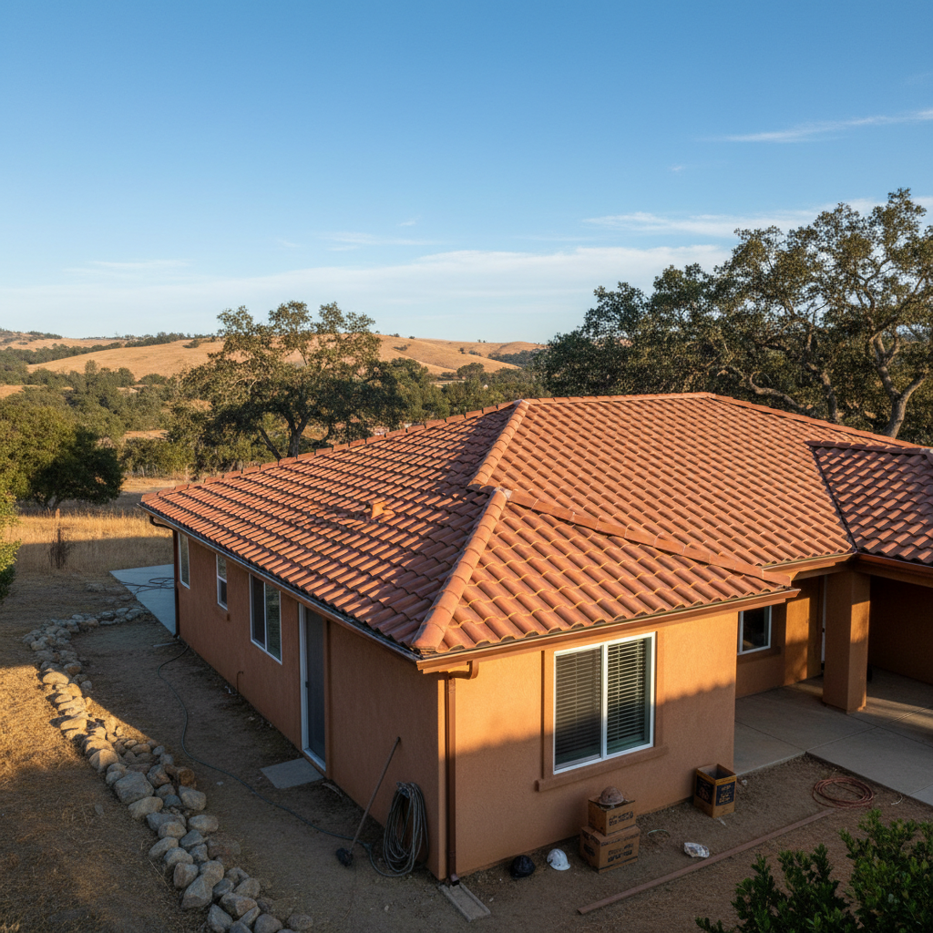 Completed roof installation work at a residential property in Elk Grove, CA