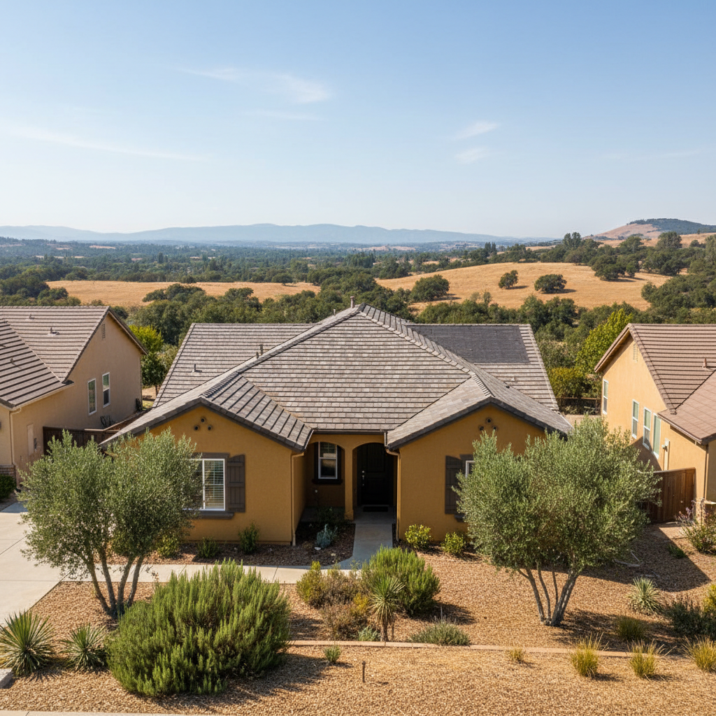 Completed roof repair work at a residential property in El Dorado Hills, CA