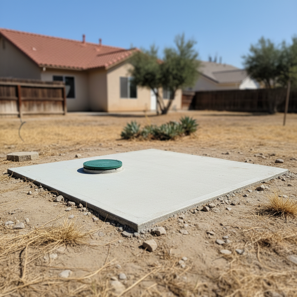 Completed septic system repair work at a residential property in Fresno, CA