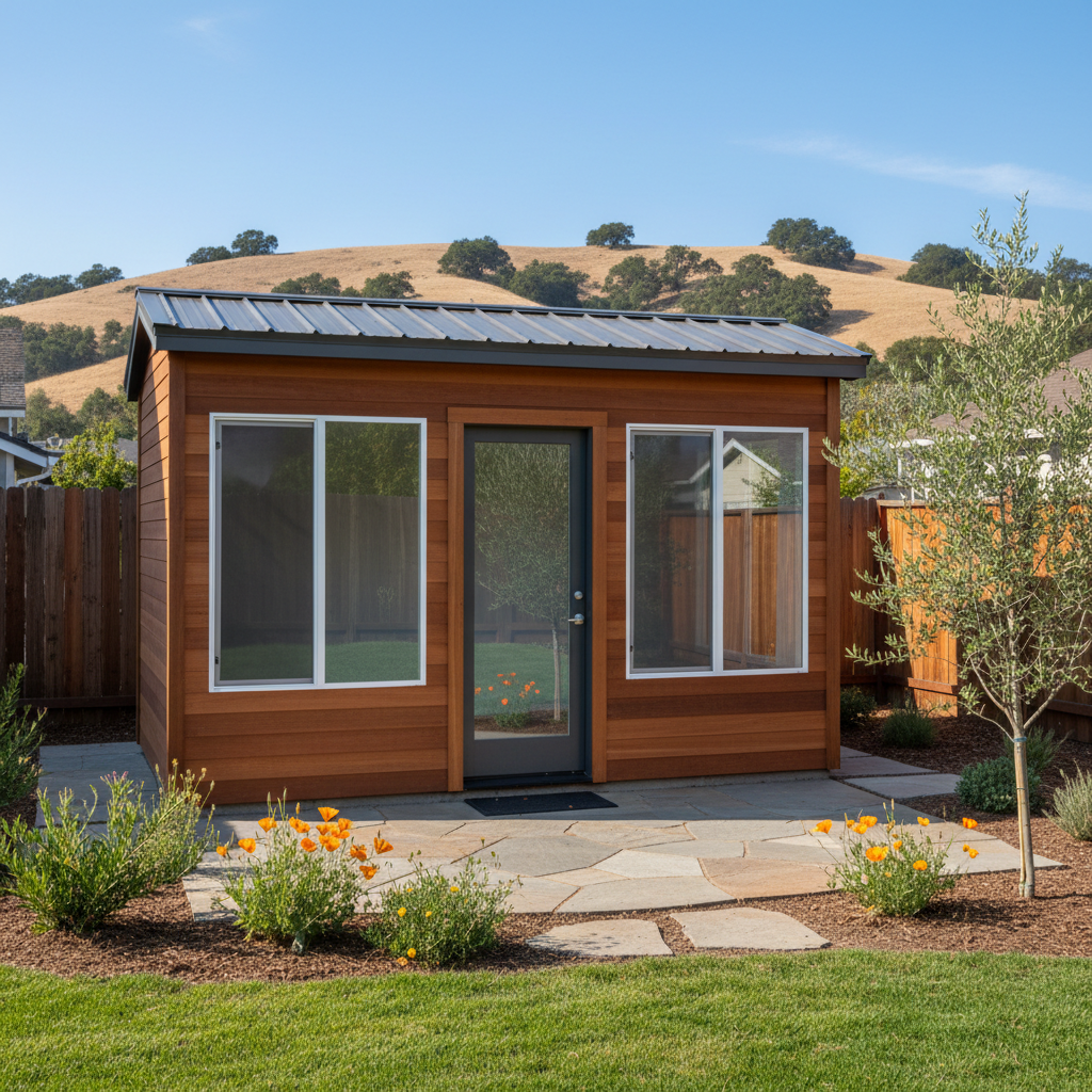 Completed office sheds work at a residential property in San Jose, CA
