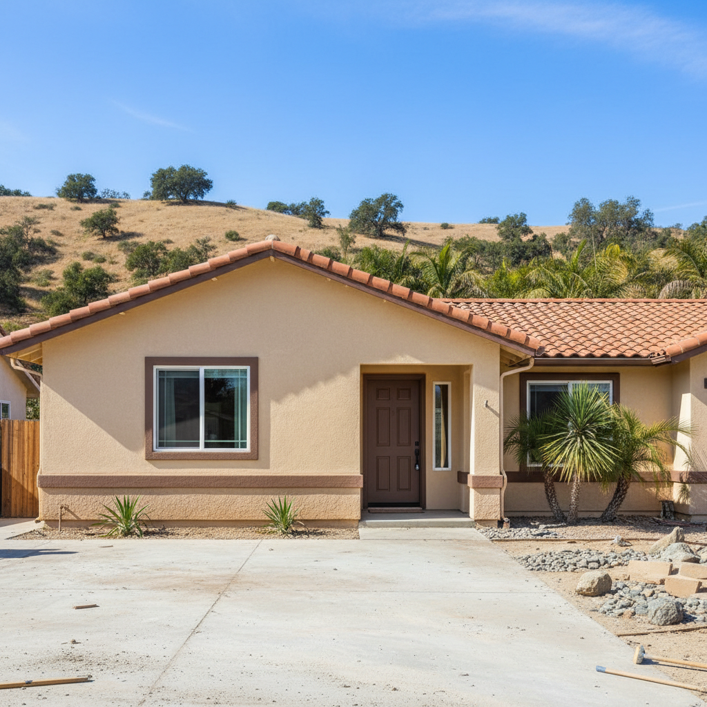 Completed stucco removal work at a residential property in Chino Hills, CA