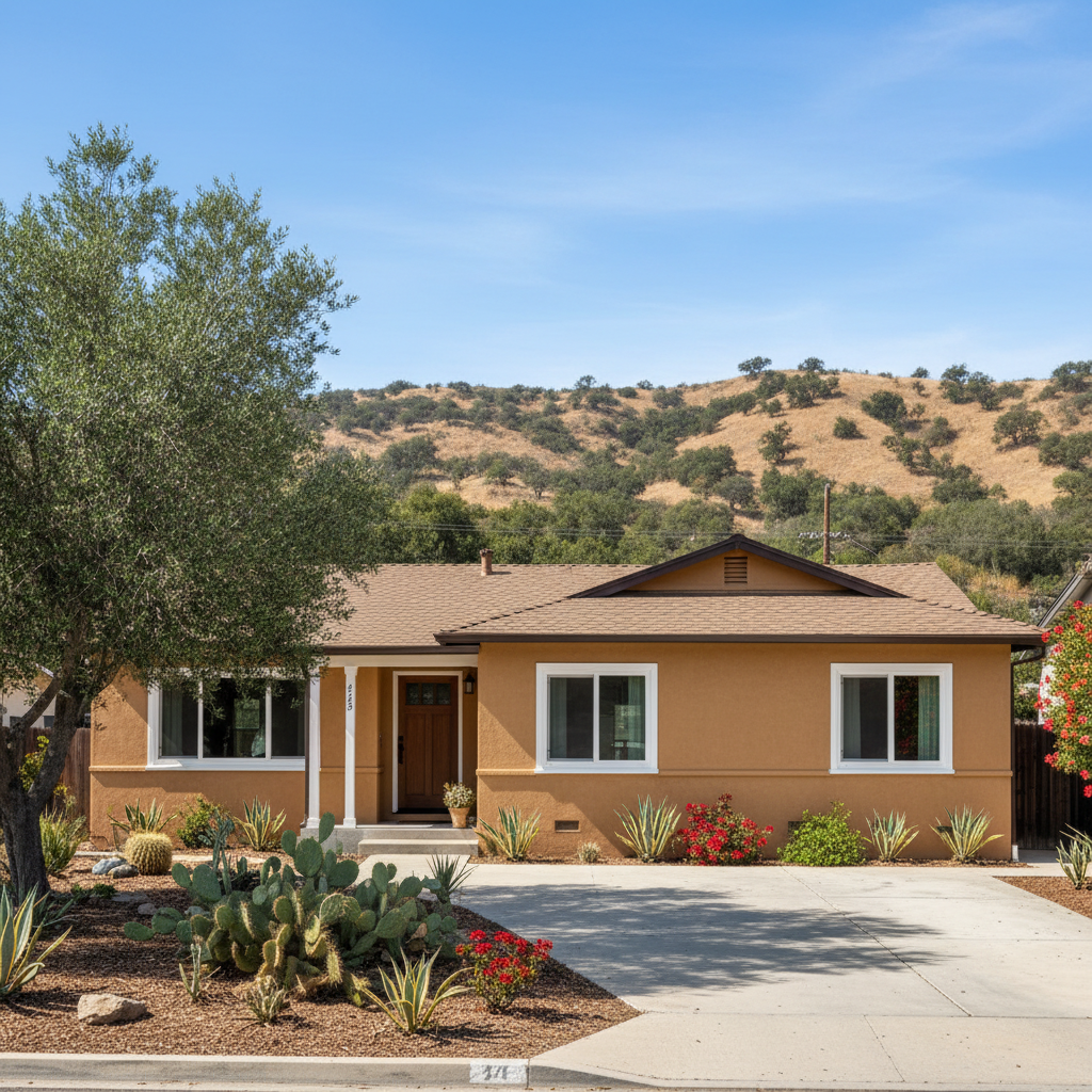 Completed stucco painting work at a residential property in Claremont, CA