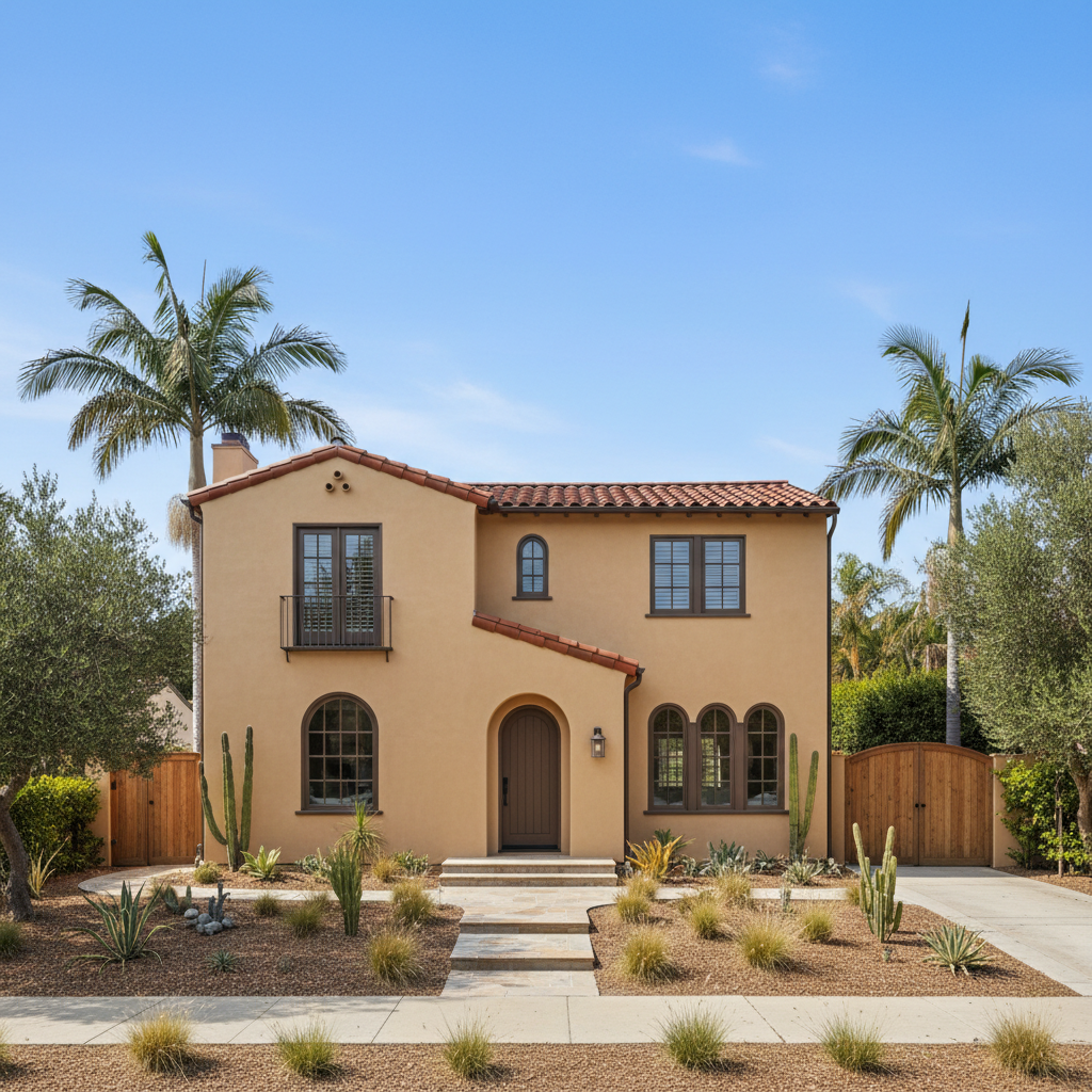 Completed stucco painting work at a residential property in Claremont, CA