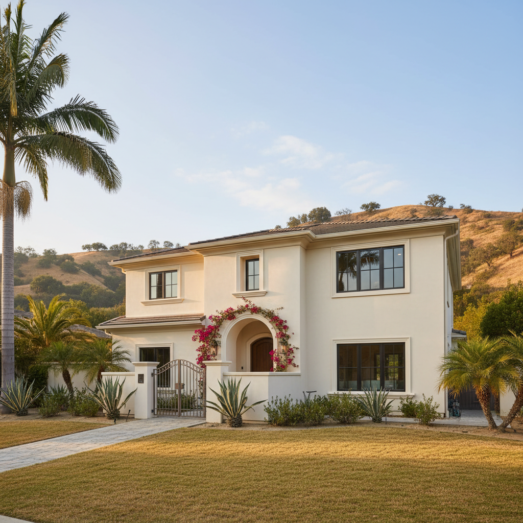 Completed stucco installation work at a residential property in Beverly Hills, CA