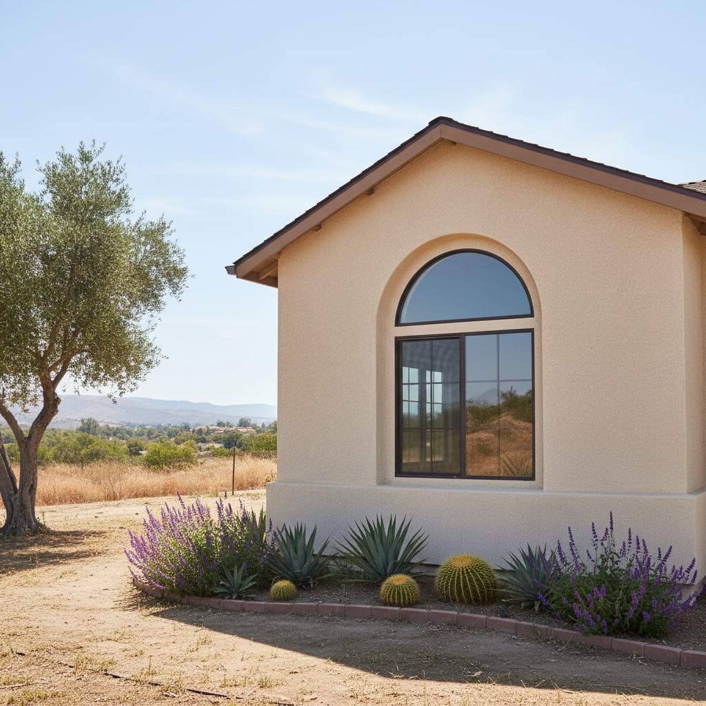 Completed residential stucco work at a residential property in San Bernardino, CA