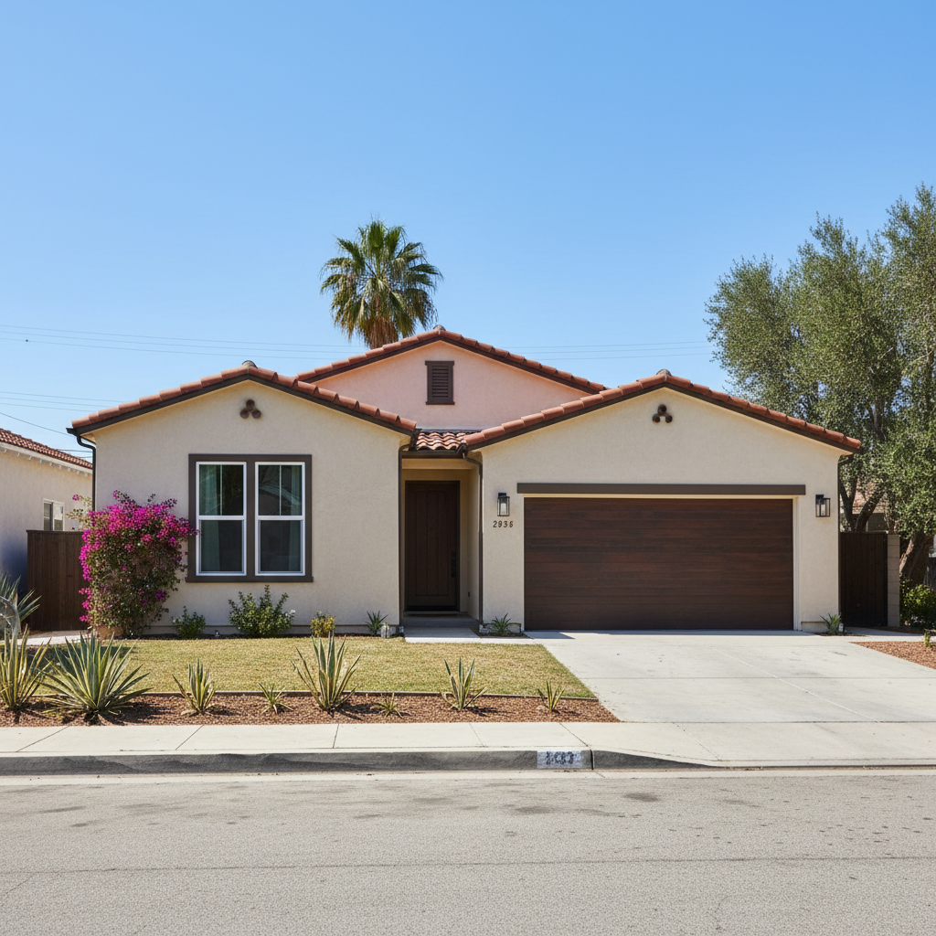 Completed stucco painting work at a residential property in Los Angeles, CA
