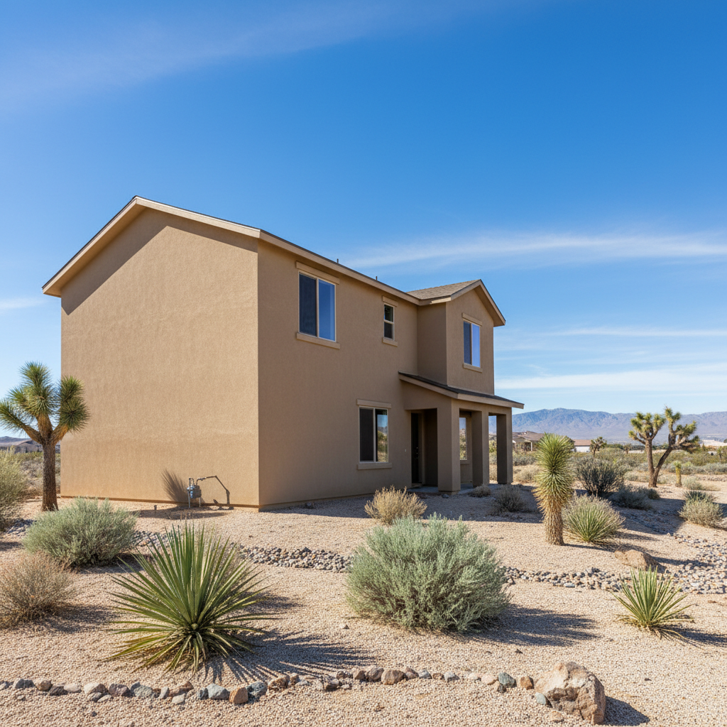 Completed stucco installation work at a residential property in Victorville, CA