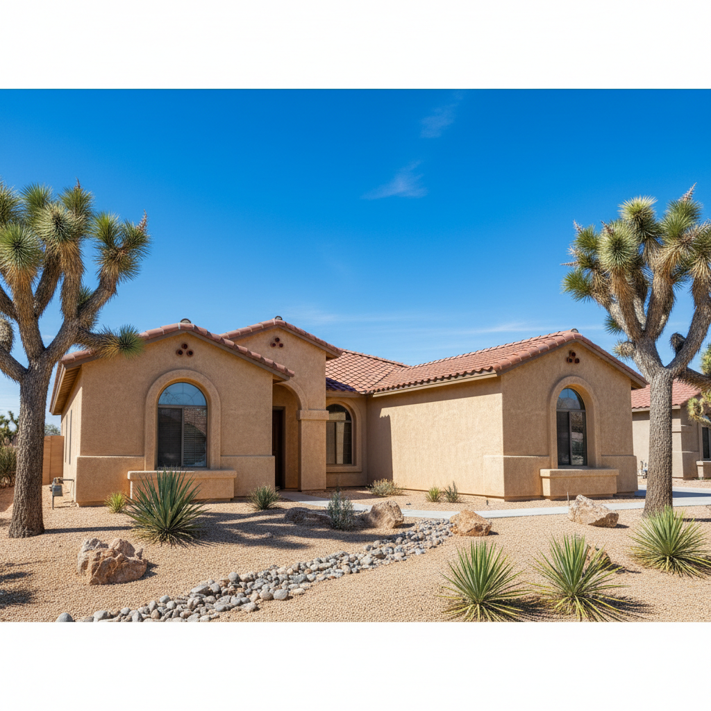 Completed stucco installation work at a residential property in Victorville, CA