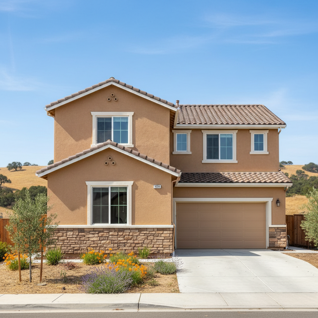 Completed stucco painting work at a residential property in Clovis, CA