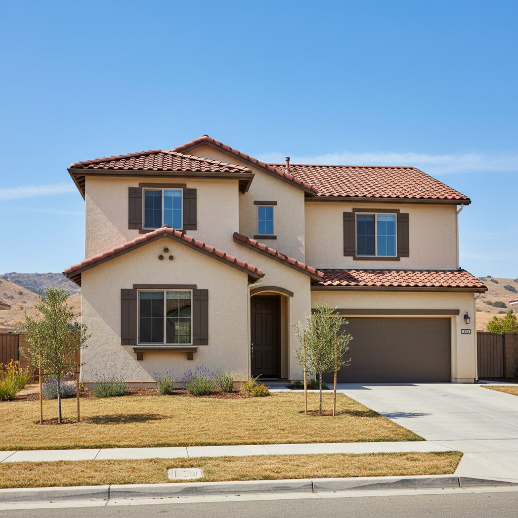 Completed stucco painting work at a residential property in Clovis, CA