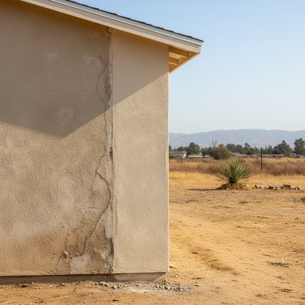 Completed stucco replacement work at a residential property in Fresno, CA