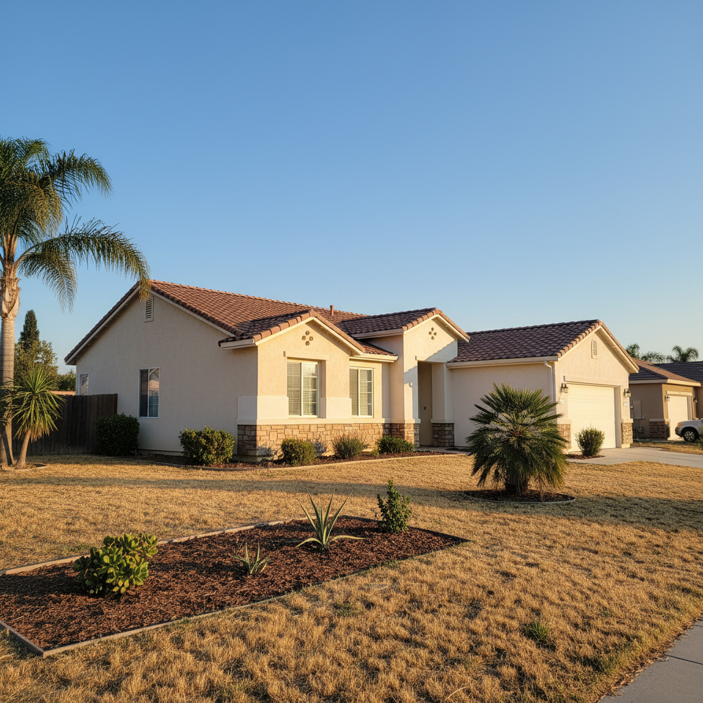 Completed stucco installation work at a residential property in Clovis, CA