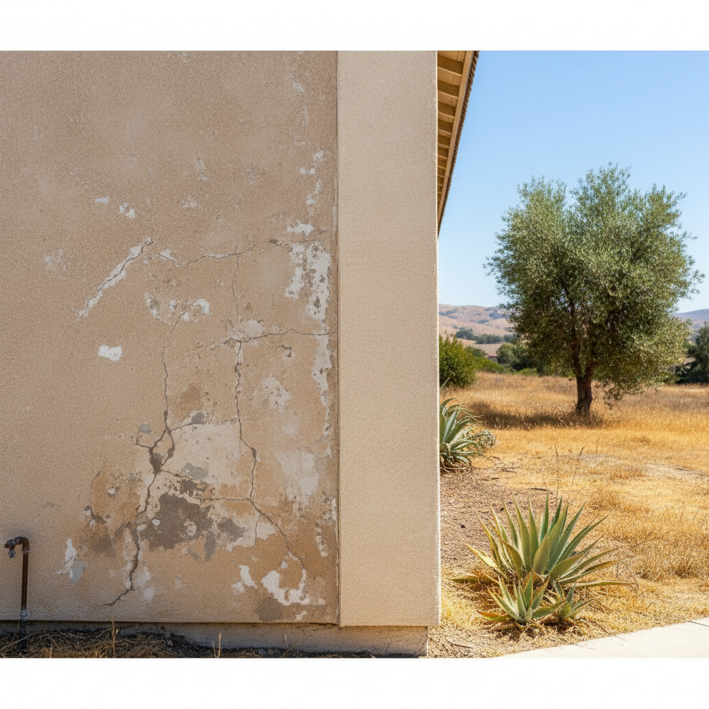 Completed stucco replacement work at a residential property in Fresno, CA