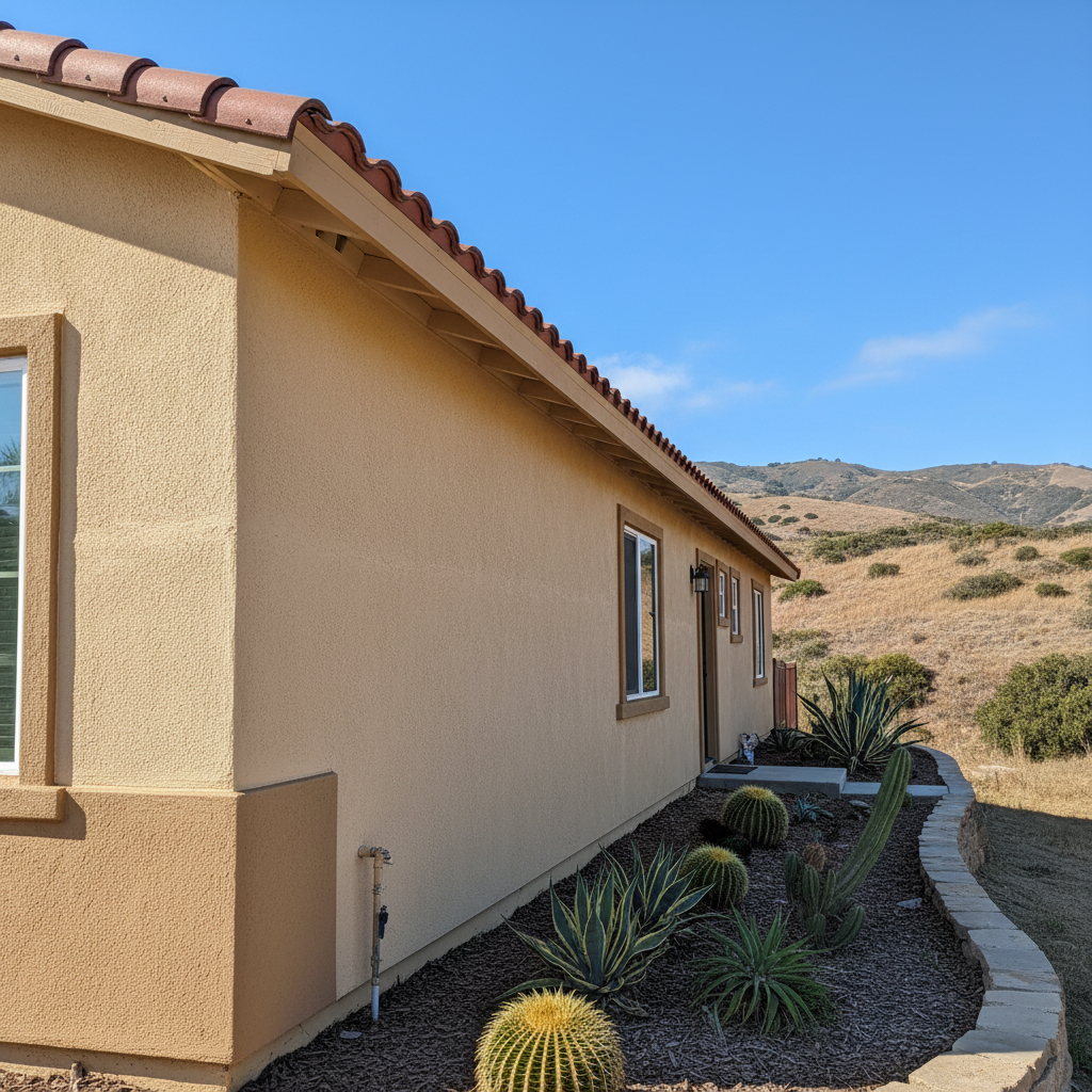 Completed stucco painting work at a residential property in San Diego, CA