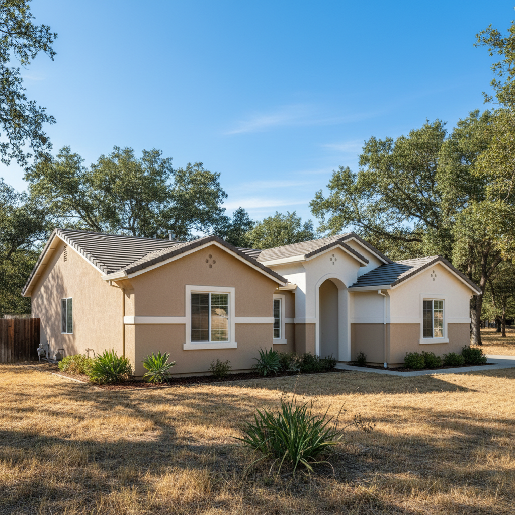 Completed stucco installation work at a residential property in Tracy, CA